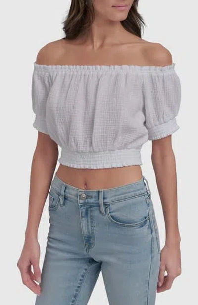 Dkny Jeans Off The Shoulder Crop Top In White
