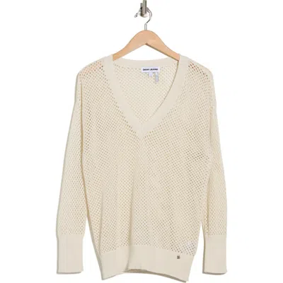 Dkny Jeans Open Stitch Cotton Blend Sweater In Neutral
