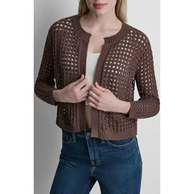 Dkny Jeans Open Stitch Cotton Cardigan In Brown