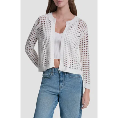 Dkny Jeans Open Stitch Cotton Cardigan In White