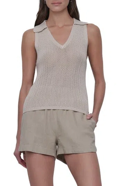 Dkny Jeans Open Stitch Sweater Vest In Light City Khaki
