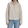 Dkny Jeans Oversize Long Sleeve Crop Button-up Shirt In Multi
