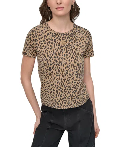 Dkny Jeans Petite Animal Print Short-sleeve T-shirt In Brown