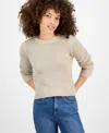 Dkny Jeans Petite Cotton Open-stitch Vented-hem Sweater