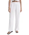 Dkny Jeans Petite Cotton Pull-on Smocked-waist Pants In White