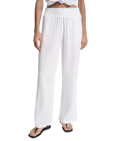 Dkny Jeans Petite Cotton Pull-on Smocked-waist Pants