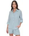 Dkny Jeans Petite Cotton Roll-tab Shirt In Mineral