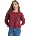 DKNY JEANS PETITE CREWNECK CABLE-KNIT SWEATER
