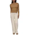 Dkny Jeans Petite Crewneck Open-stitch Cotton Sweater