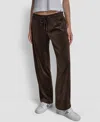 Dkny Jeans Petite Drawstring-waist Velour Pants In Brown