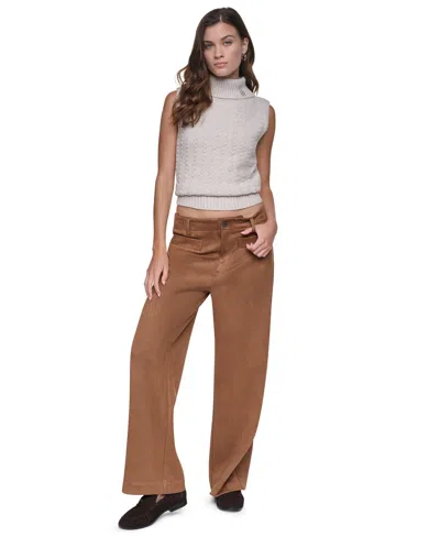 Dkny Jeans Petite Faux Suede Pull-on Pants In Burnt Sugar