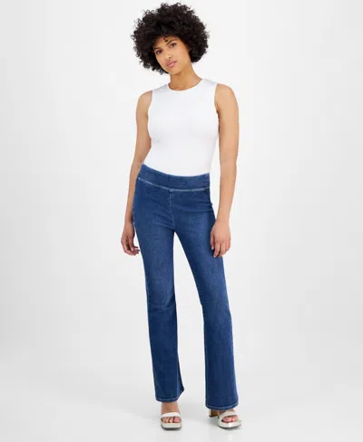 Dkny Jeans Petite Flared-leg High Rise Pull-on Jeans In Laurel Hill