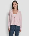Dkny Jeans Petite Fully Fashioned Raglan V-neck Cardigan In Pink