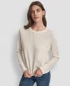 Dkny Jeans Petite Geometric Print Crewneck Sweater In Yellow