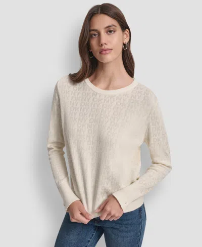 Dkny Jeans Petite Geometric Print Crewneck Sweater In Yellow