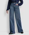 Dkny Jeans Petite High-rise Modern Wide Leg Jeans In Blue