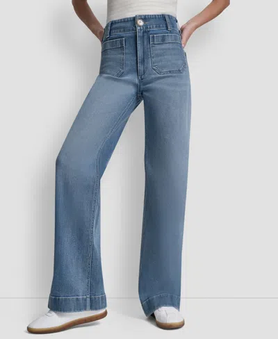 Dkny Jeans Petite High-rise Wide Leg Jeans In Blue