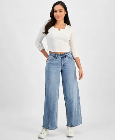 Dkny Jeans Petite Houston High-rise Wide-leg Jeans In Bryant