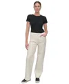Dkny Jeans Petite Houston High-rise Wide-leg Jeans In Ecru