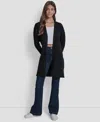 Dkny Jeans Petite Long Sleeves Cardigan With Lasso Belt In Black