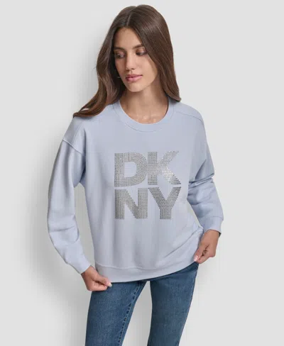 Dkny Jeans Petite Long Sleeves Sweatshirt In Blue