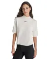 Dkny Jeans Women's Stud Logo Mock Neck Elbow-sleeve Sweater In Eggnog,black
