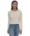 DKNY JEANS PETITE PEARL BEADED BUTTON-FRONT SWEATER