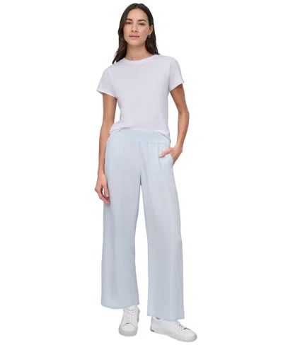 Dkny Jeans Petite Pull-on Wide-leg Pants In Light Chambray