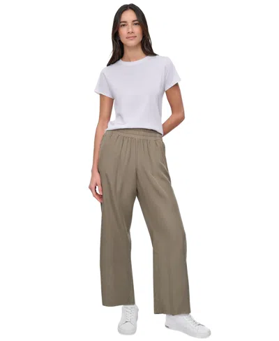 Dkny Jeans Petite Pull-on Wide-leg Pants In Light Fatigue