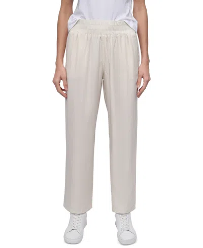 Dkny Jeans Petite Pull-on Wide-leg Pants In Light Khaki