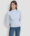Dkny Jeans Petite Ribbed Mock-neck Sweater In Blue