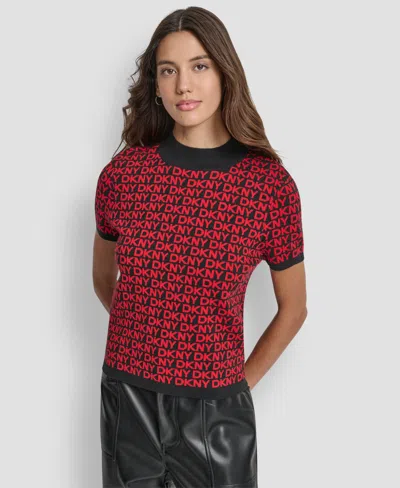 Dkny Jeans Petite Short Sleeves Sweater In Red