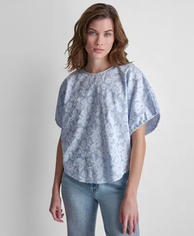 Dkny Jeans Petite Short-sleeve Crew Neck Dolman T-shirt In Multi