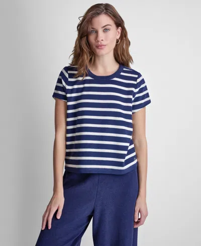 Dkny Jeans Petite Short-sleeve Crew Neck T-shirt In Blue
