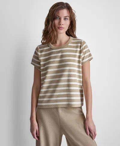 Dkny Jeans Petite Short-sleeve Crew Neck T-shirt In Brown
