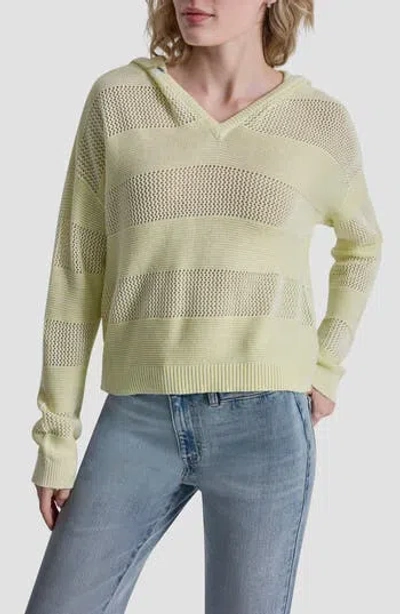 Dkny Jeans Pointelle Stripe Hooded Sweater In Green