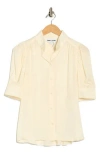 Dkny Jeans Puff Short Sleeve Button-up Shirt In Neutral