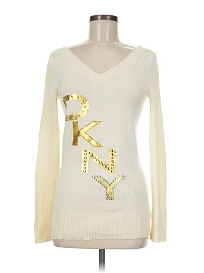 Pre-owned Dkny Jeans Pullover Sweater In Ivory