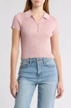 Dkny Jeans Rib Knit Polo T-shirt In Cosmic