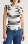 Dkny Jeans Ruched Knit Top In White