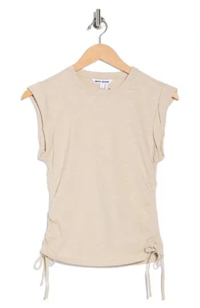 Dkny Jeans Ruched Knit Top In Gray