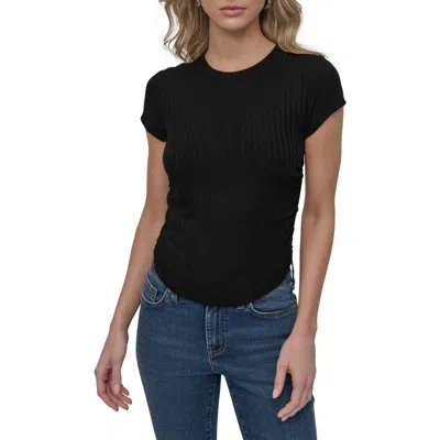 Dkny Jeans Ruched Rib Top In Black