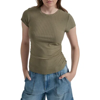 Dkny Jeans Ruched Rib Top In Green