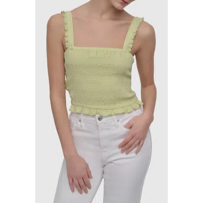 Dkny Jeans Ruffle Strap Smocked Cotton Crop Top