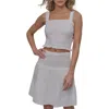 Dkny Jeans Ruffle Strap Smocked Cotton Crop Top In White