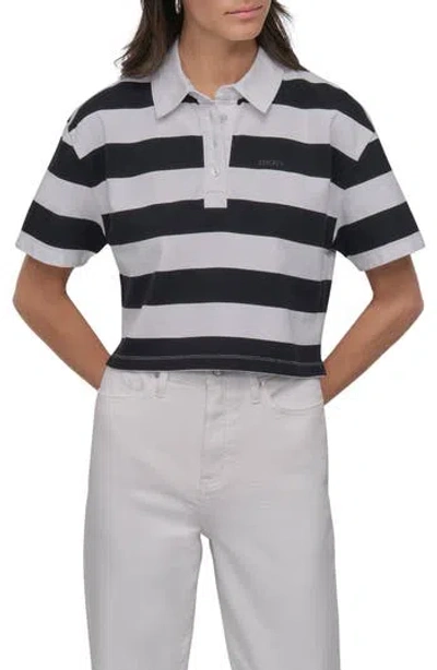 Dkny Jeans Rugby Stripe Boxy Crop Polo