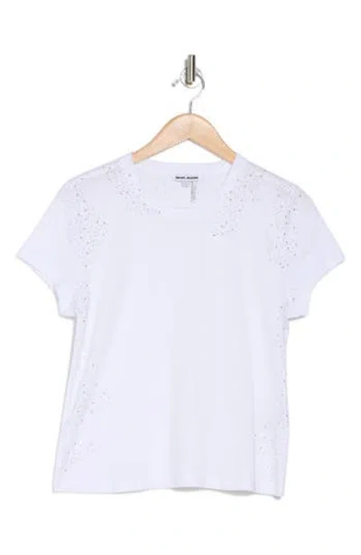 Dkny Jeans Scattered Rhinestone Cotton T-shirt In White