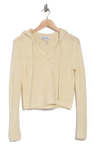 Dkny Jeans Sequin Mesh Hoodie In Eggnog/gold