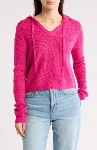 Dkny Jeans Sequin Mesh Hoodie In Festive Pink