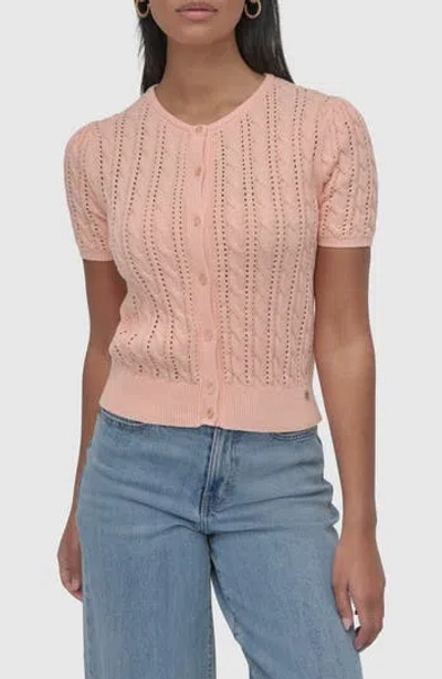 Dkny Jeans Short Puff Sleeve Cotton Cardigan